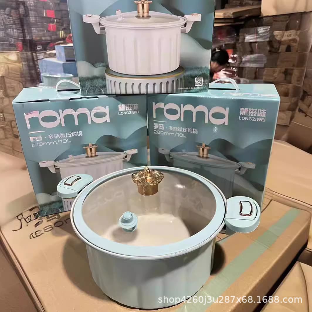 New Roman enamel micro-pressure cooker explosion-proof casserole soup pot household binaural stew pot gas stove induction cooker universal