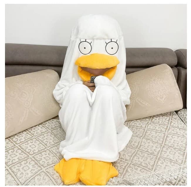 Gintama Elizabeth Duck Pajamas Women's Winter One-piece Funny Couple Sleeping Bag Cute Cartoon Flannel Pajamas