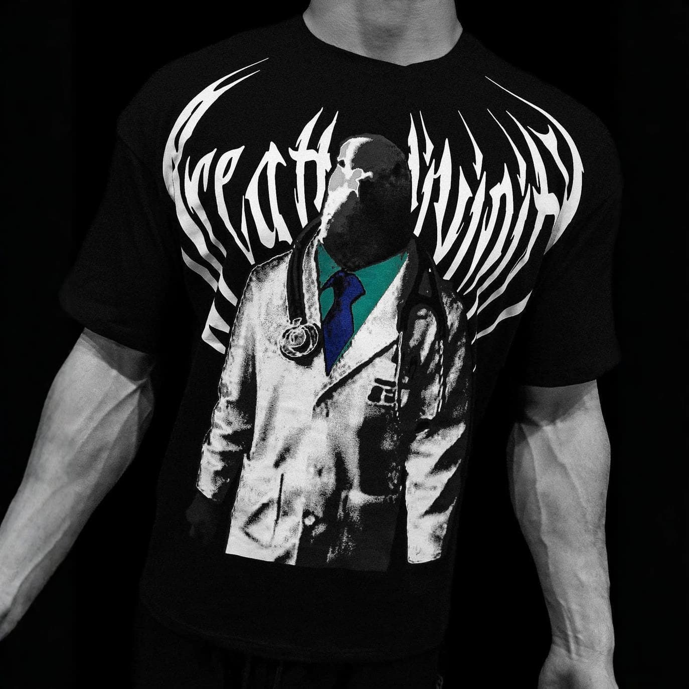 Breathedivinity Goth Demon Dark Gothic Style Loose Men's Casual Sports Pure Cotton Wholesale T-Shirt