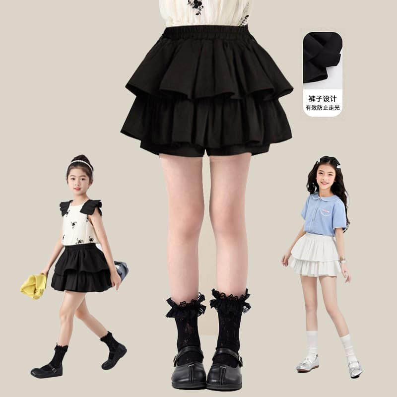 Girls Half Skirt Summer Skirt Pants 2025 New Summer Children Short Skirt Medium Large Girl Tutu Cake Skirt