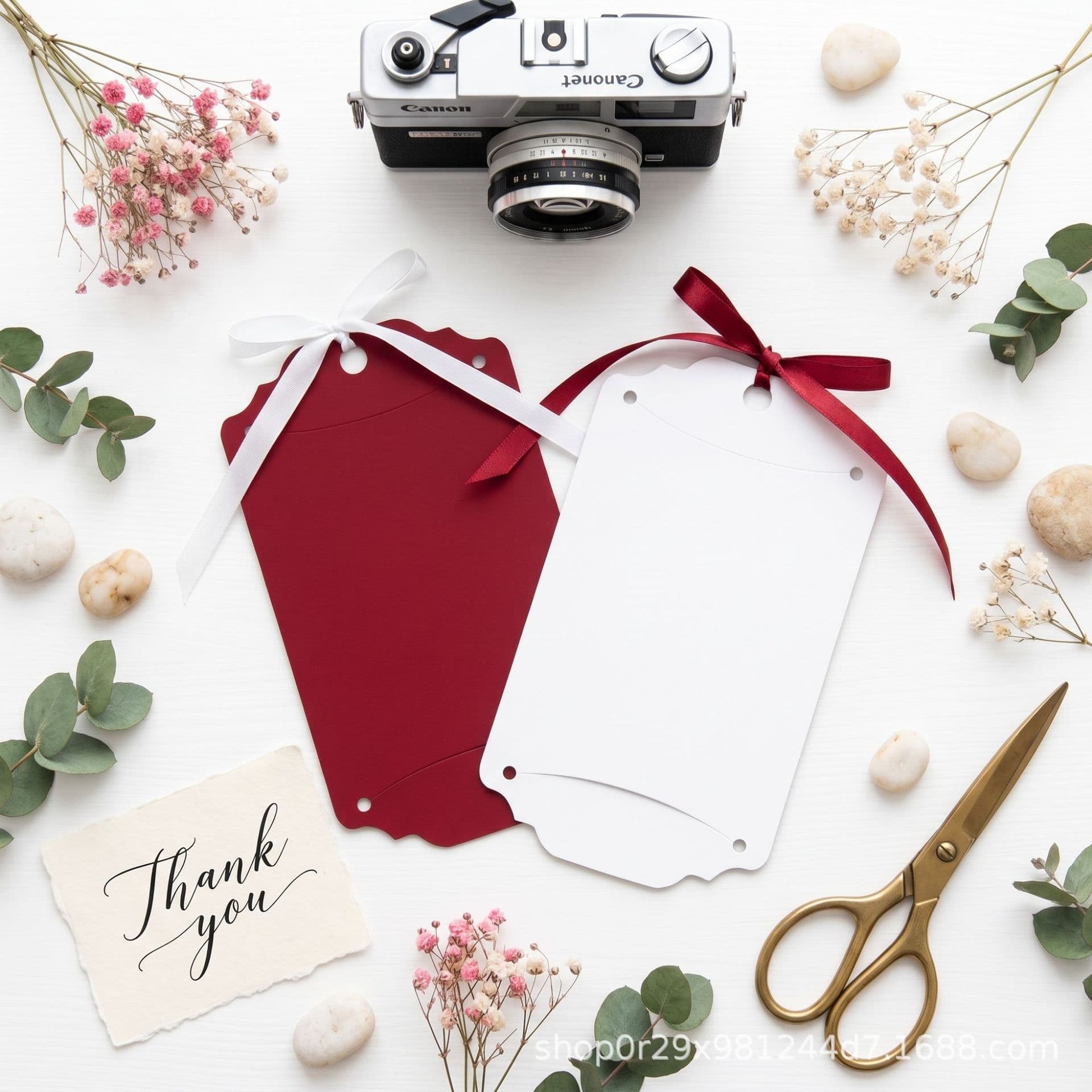 Cross-border photobooth 6-inch photo back card high-end skin-feel red and white cotton card wedding photo booth DIY party favor