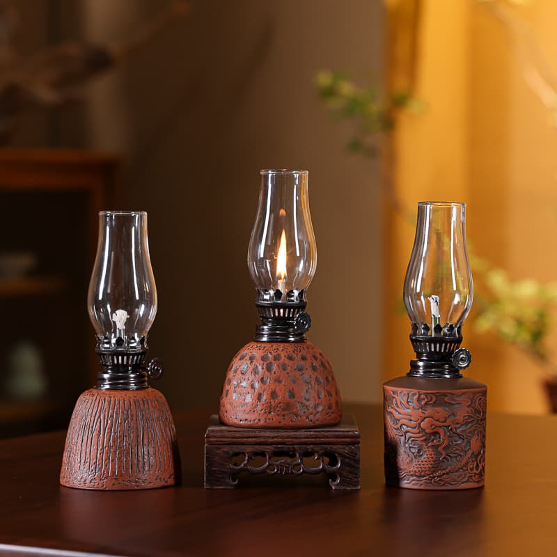 Retro Creative Ceramic Butter Lamp Traditional Blue and White Porcelain Tea Room Home Decor Outdoor Camping Tea Room Atmosphere Light