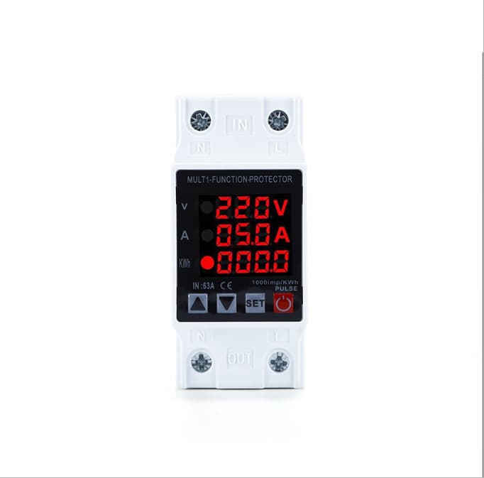 Adjustable Over/Under Voltage Current Limiter Protector Triple Display 63A Over/Under Voltage Protector with Power Energy Meter