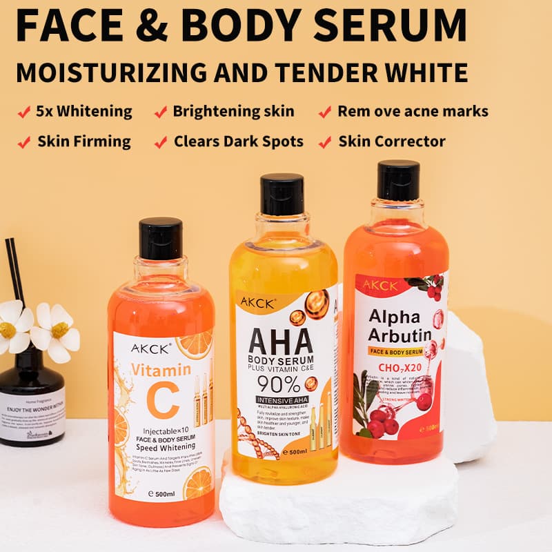 Cross-border Vitamin C Facial Serum with Arbutin, AHA, Hyaluronic Acid, Moisturizing, Fruit Acid Repair, Brightening Essence in Stock