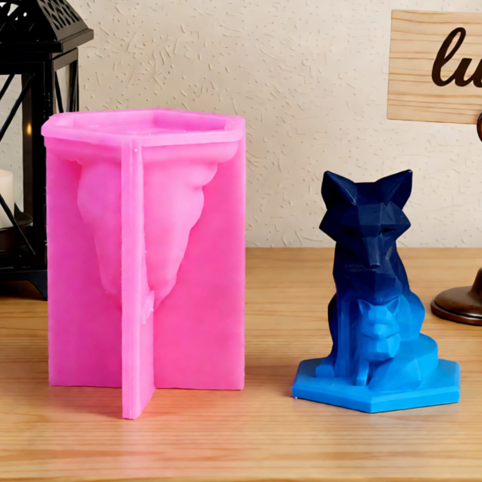 Wolf Cub Ornament Mold Ornament Candle Plaster DIY Plaster Ornament Candlestick Silicone Mold W1051