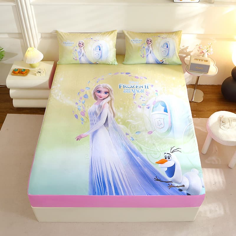 Frozen Bed Sheet Mattress Protector Cover for School Dormitory Single Piece, All-Season Home Use