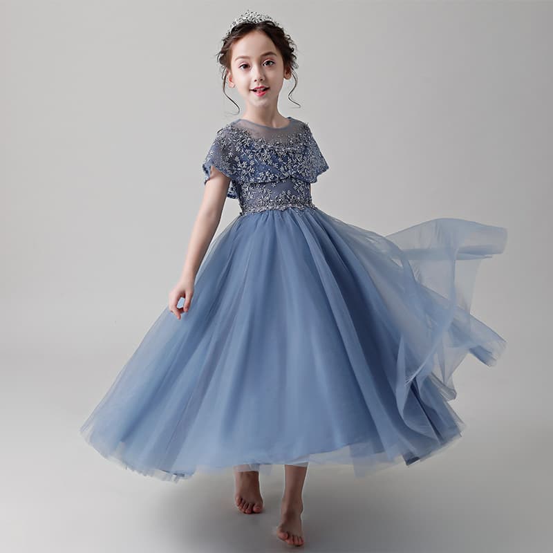 Girls dress princess dress 2026 spring new fluffy yarn catwalk piano performance dress host Lolita dress dress