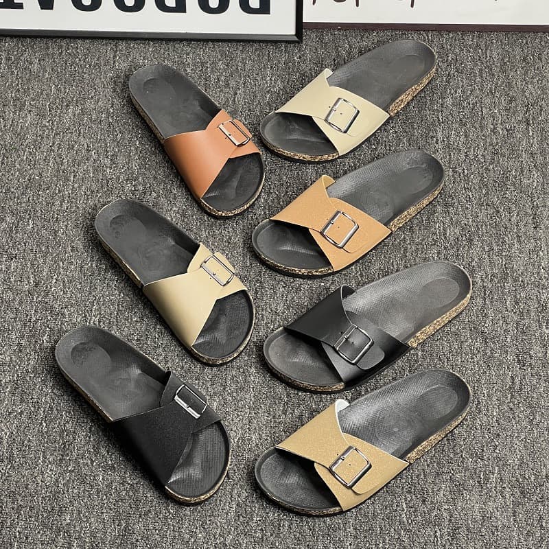 2024 Summer New Birkenstock Flat Casual One-Strap Slide Sandals for Women, Outdoor Wear, Belt Buckle Half Slippers