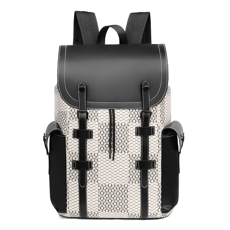 New Cross-Border Large Capacity Business Laptop Backpack for Men, Plaid Commuter Travel Bag, Fashionable Simple Water-Resistant