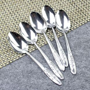 Thickened Stainless Steel Main Meal Pointed Spoon for Home Dining Restaurant Stainless Steel Small Soup Spoon Round Spoon Children's Spoon