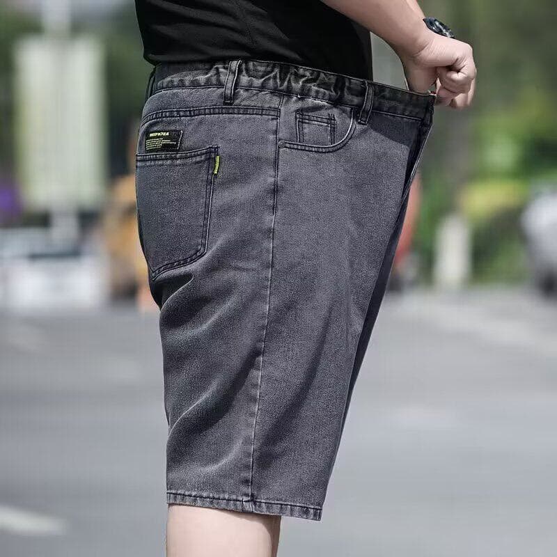 Summer Thin Large Size Denim Shorts for Men, Trendy Straight-Leg Five-Point Shorts, Loose and Plus-Size Fit for Big Guys