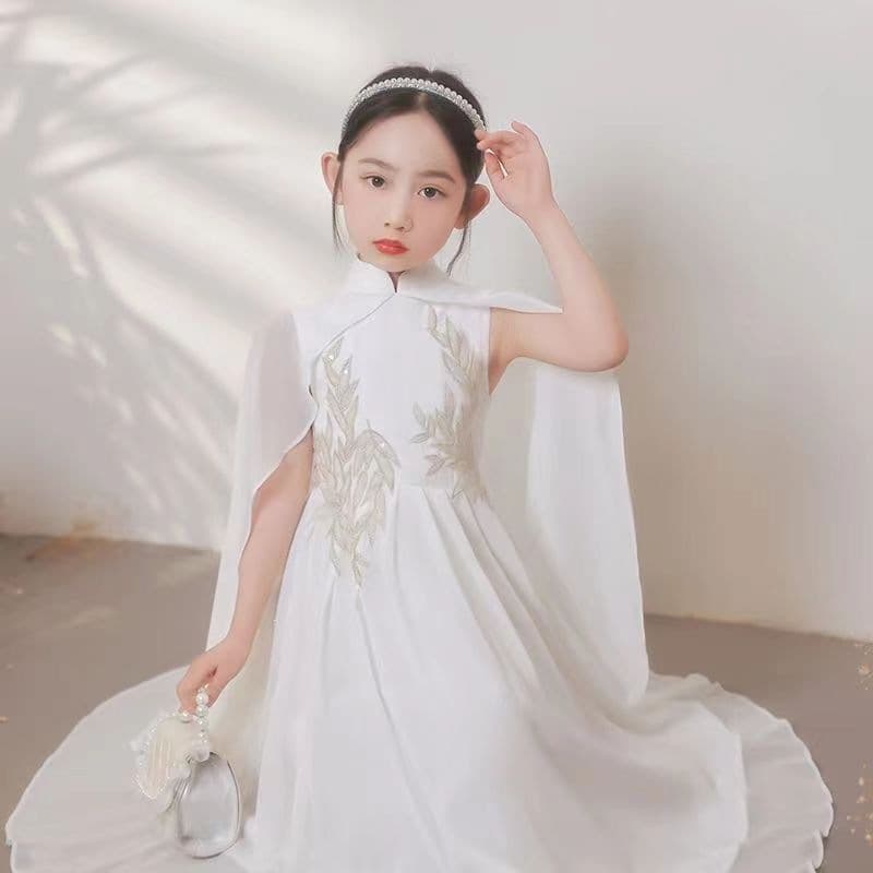 Girl's Guzheng Performance Dress, Chinese-style Qipao for Children, Folk Music Competition, Art Exam Performance Gown, Big Kid