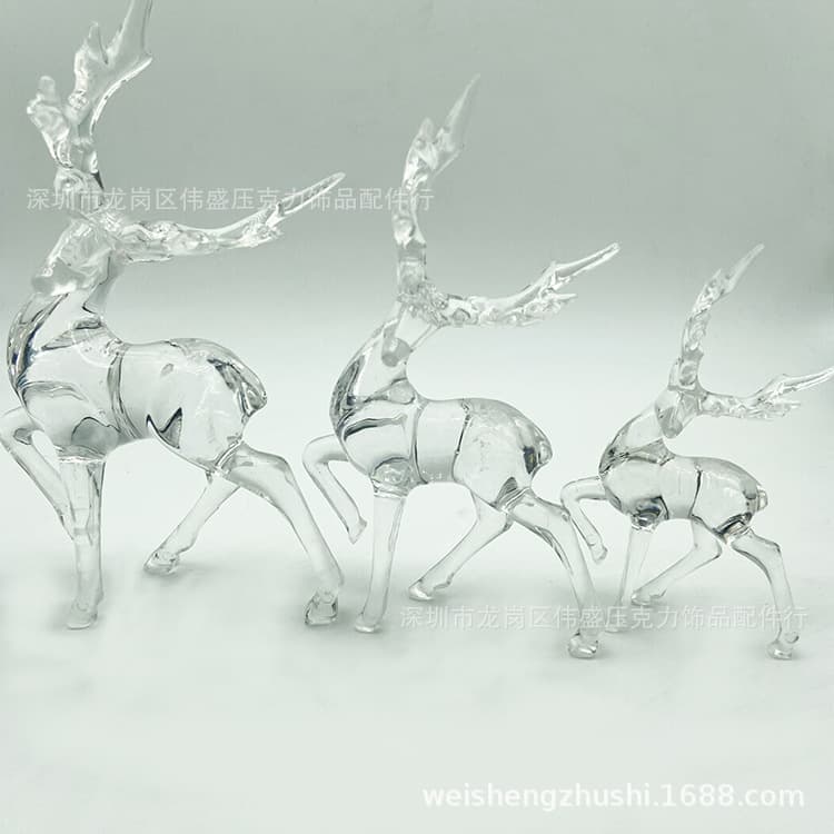 Sales of acrylic transparent deer Christmas decoration deer crystal deer sika deer reindeer running deer white embryo Christmas ornaments