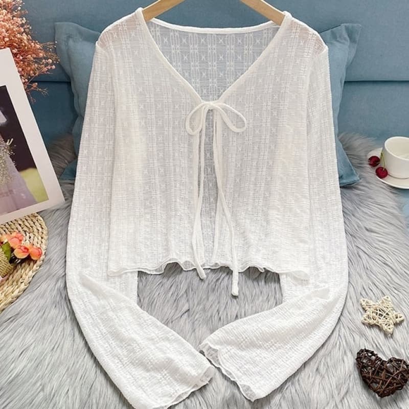 Chiffon Cardigan Tie-Dye Cover-Up Ice Silk Jacket Thin Shawl Outerwear Short Lace Air Conditioning Cardigan for Women Summer