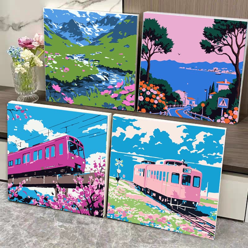 Hayao Miyazaki digital oil painting diy healing decompression oil painting living room bedroom decoration painting coloring hand-filled coloring