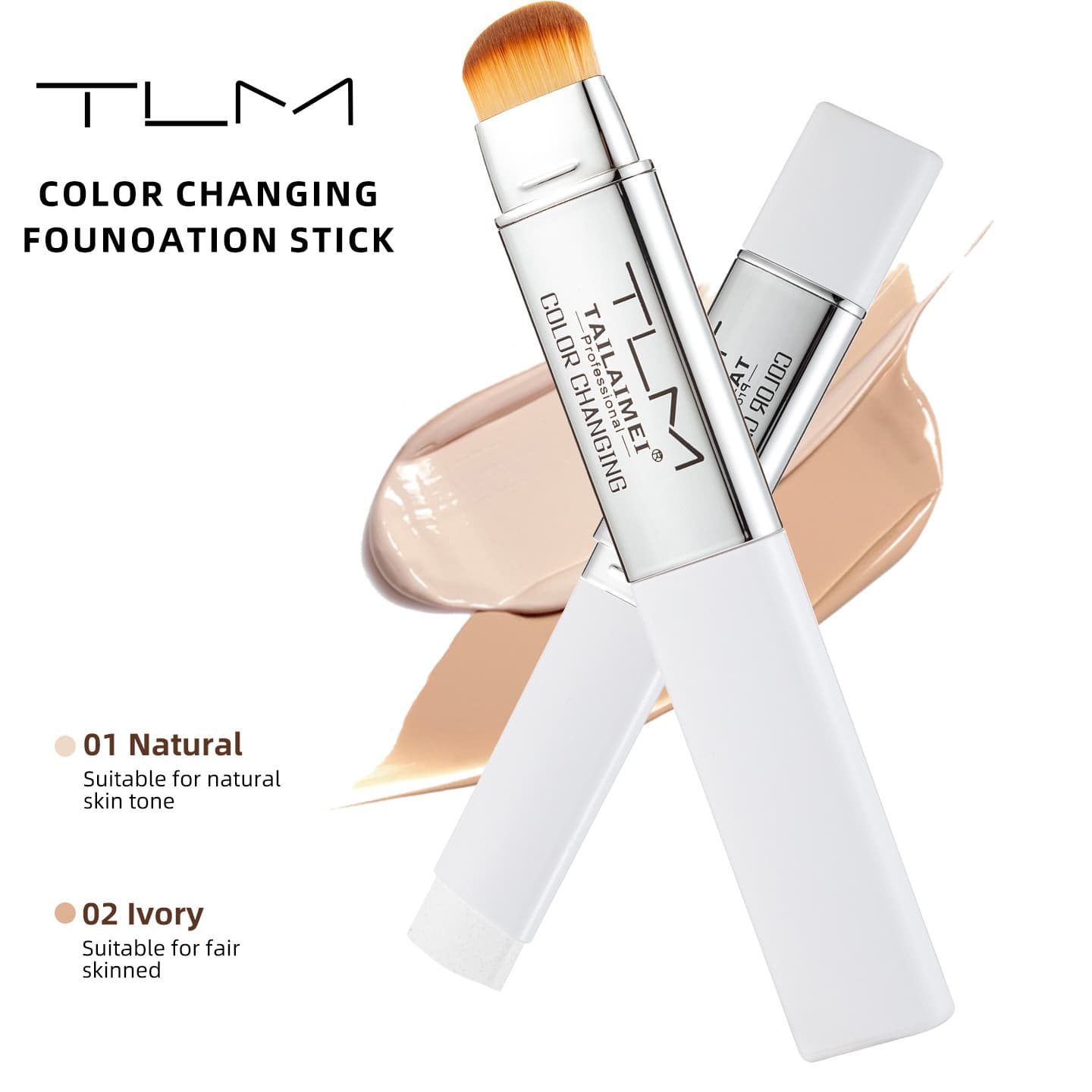 TLM Amazon Color Changing Foundation Stick - Triangle Rotatable, Non-Cake, Lightweight Foundation Cream, Makeup Coverage