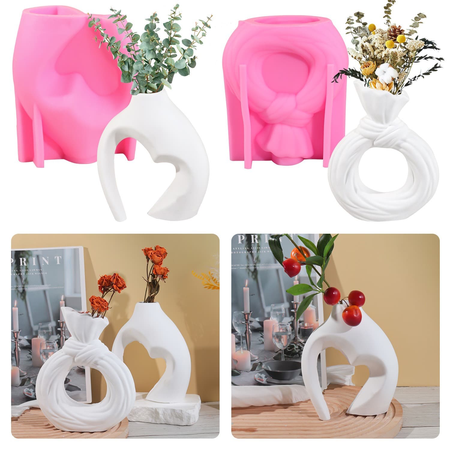 Zhongchengxun New Nordic Minimalist Home Silicone Mold Wedding Table Centerpiece Plaster Vase Mold