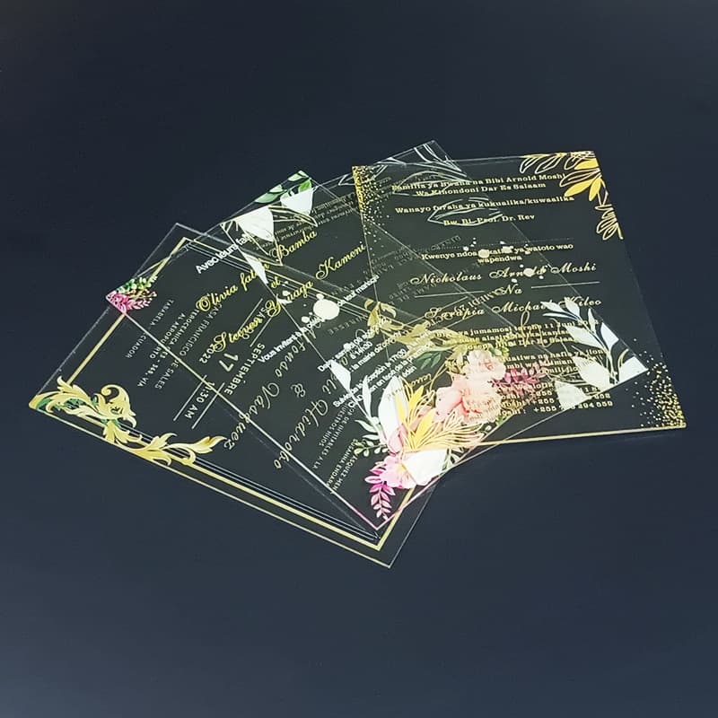 UV Printed Acrylic Invitation Cards, Invitations for Birthdays, Weddings, Banquets, Glass Production Wholesale