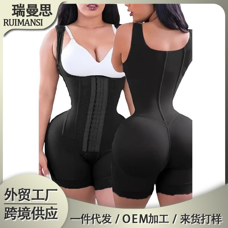 Cross-border Mesh Bodysuit Shapewear Steel Bone Plus Size Waist Trainer Tummy Control Hip Lifting Slimming Body Shaper
