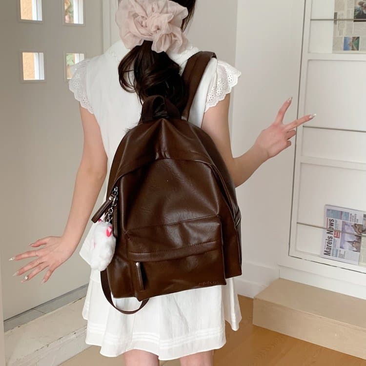 Large Capacity Simple Solid Color Backpack for Female College Students, Korean Style Ins, Suitable for Middle and High School Students, Unisex