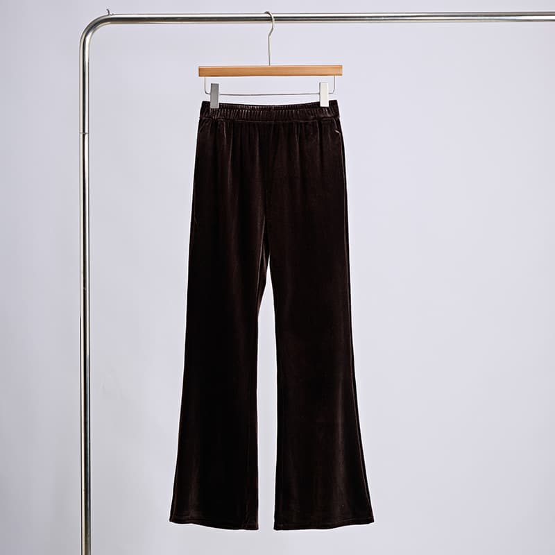 Real Photo New Chinese Style Velvet Thick Long Pants Slimming Flared Pants Women Bell-Bottoms