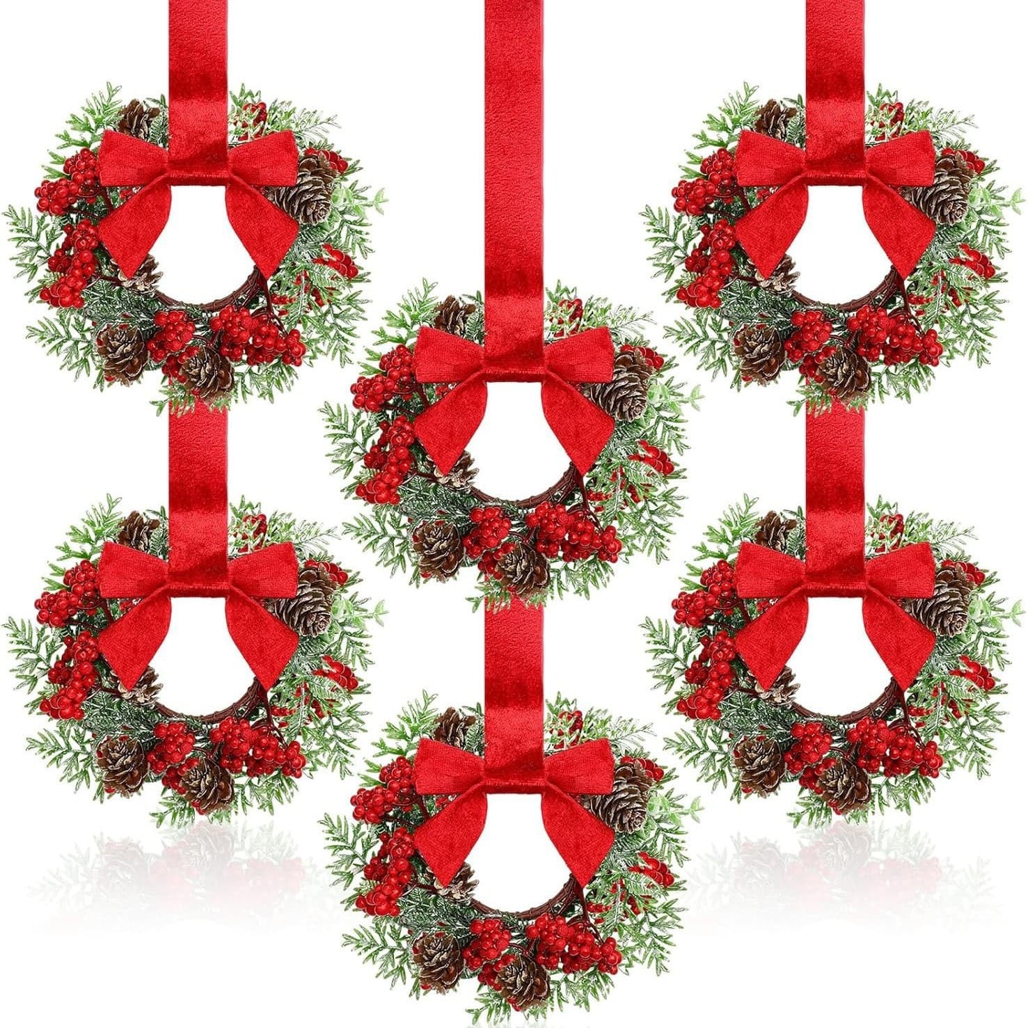 Cross-border Bow Ribbon Wall Closet Hanging Ring Home Decor Christmas Wreath Door Hanging Factory Sale Christmas