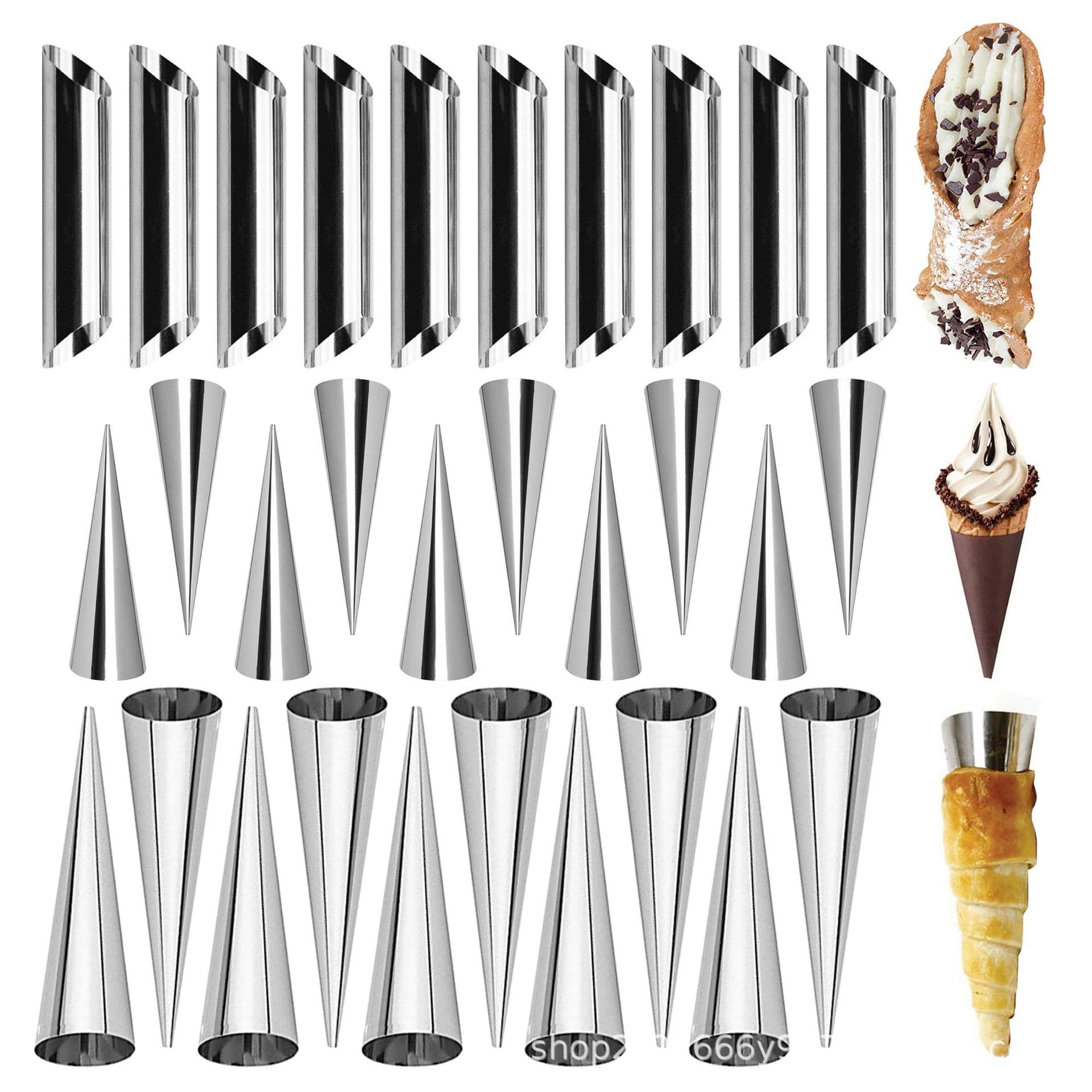 Stainless Steel Cream Bread Mold Set Sheep Horn Crisp Cone Tool Bull Horn Bread Mold Baking Sandwich Use