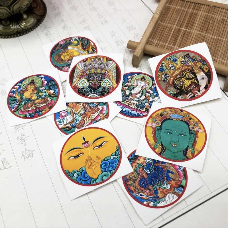 Round 3.5cm thangka painting core eight guardian twelve zodiac avatar Dharma eye type Zhajilambu Ksitigarbha