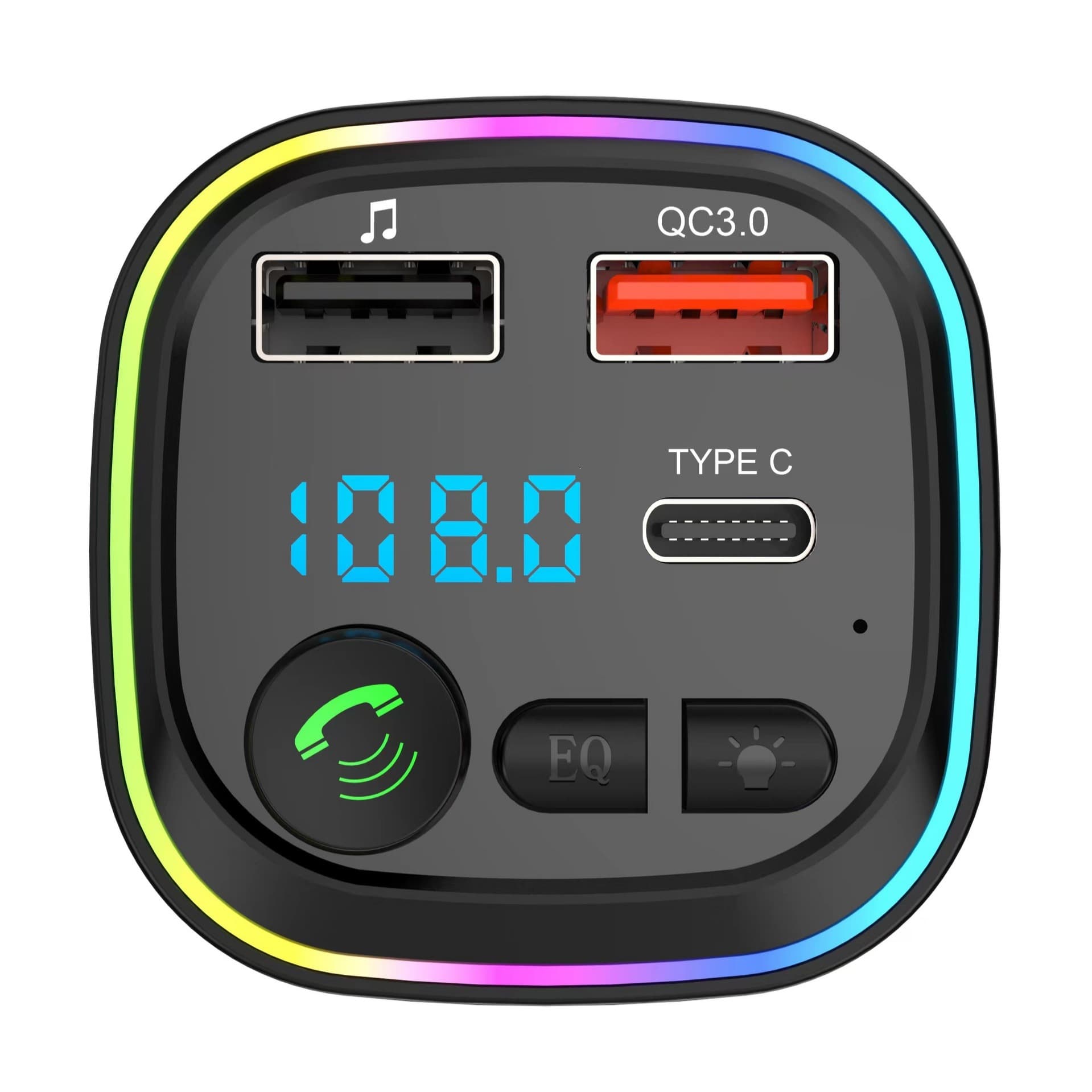 P4P3P2P1P6P7P8 Car Bluetooth FM Transmitter with MP3 Player, Charger, and Hands-Free Calling