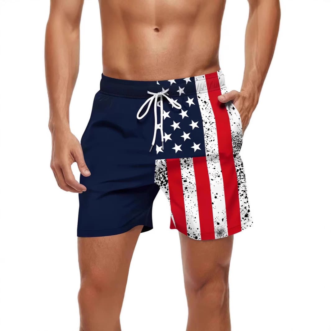 Summer Men's Casual New Beach Print Straight-Leg Shorts Sports Cross-Border Source Factory European and American Vitality
