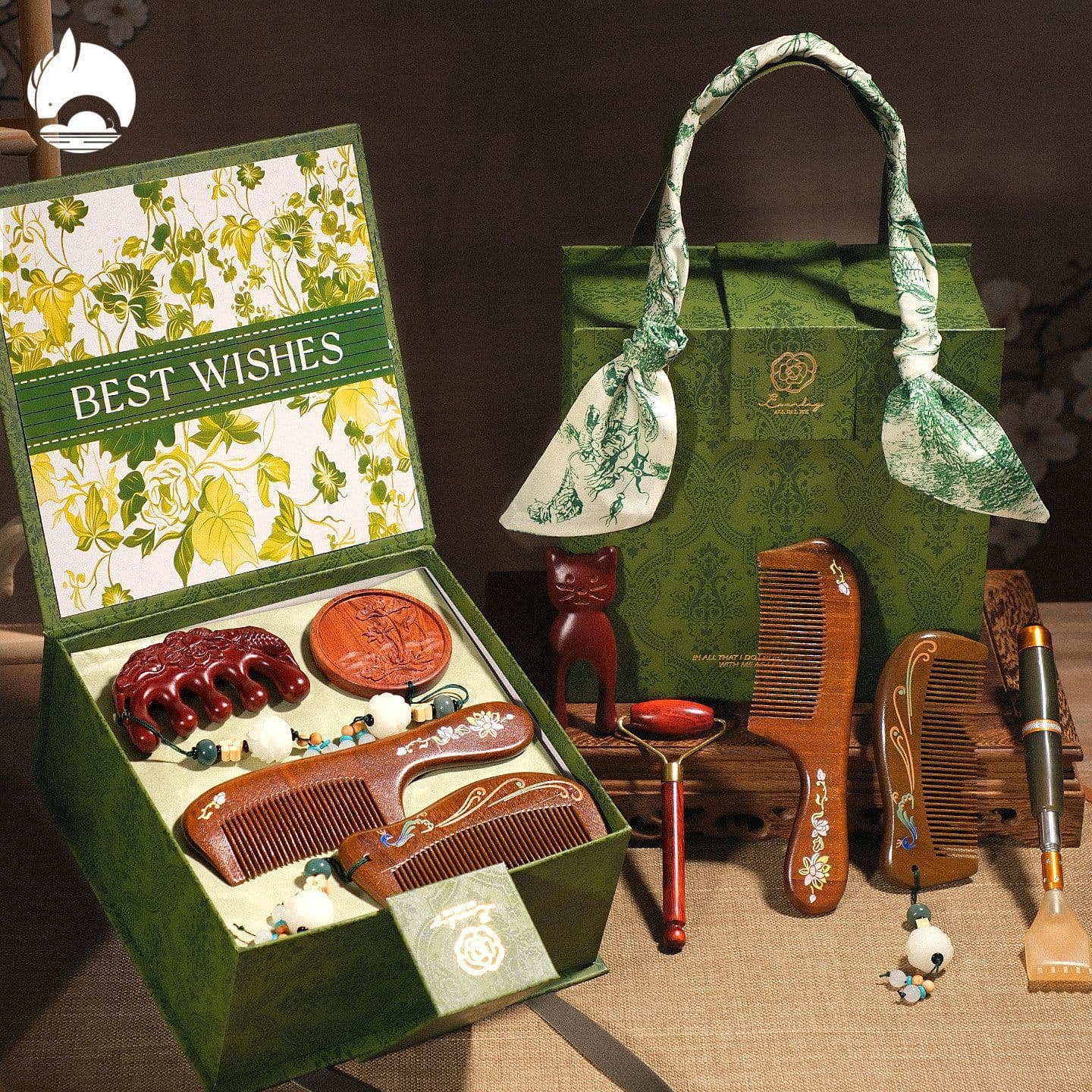 Health massage comb for mother, teacher, girl, senior birthday souvenir to thank teacher, sandalwood comb gift box set