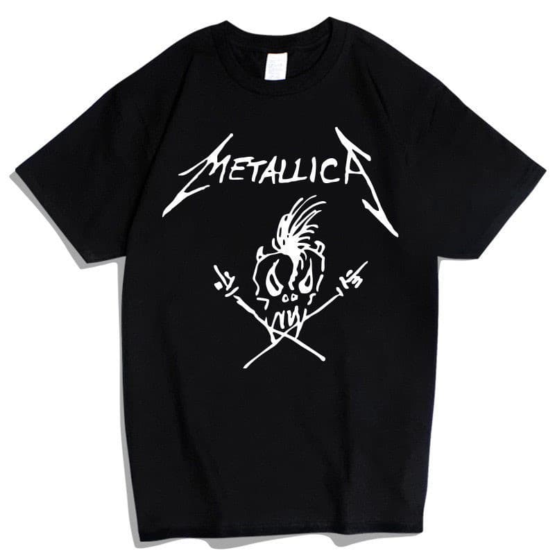 Cross-border Amazon Metallica Heavy Metal Band Short Sleeve T-Shirt Rock Men Women Pure Cotton Summer Top