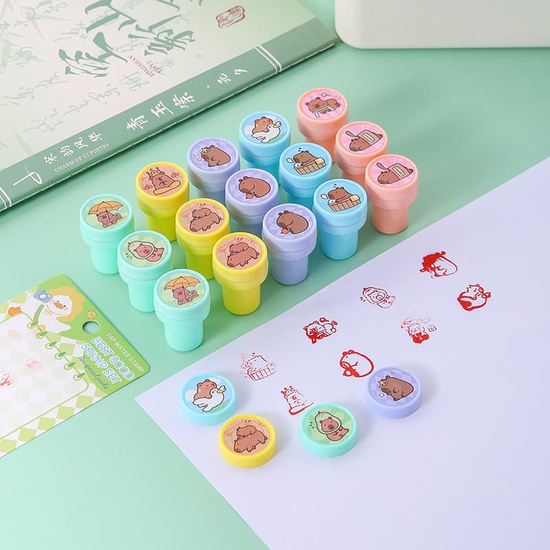 Capybara Stamp Set 10-Pack, Kindergarten Reward Small Gift, Cute Capybara Kids Toy Stamps