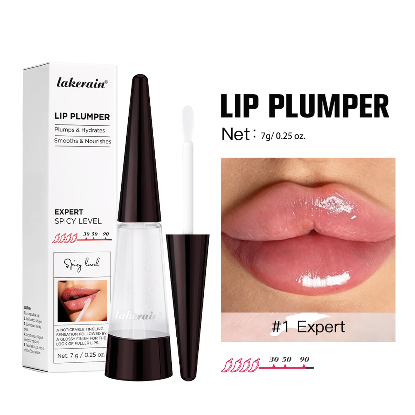 Lakerain Lip Plumper Moisturizing Lip Gloss Tinted Plump Lip Serum