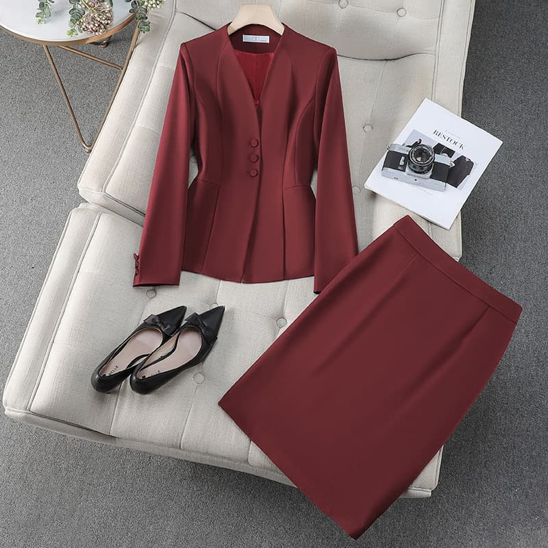 Angora red blazer women's 2025 new formal occasion professional formal wear temperament suit suit skirt work clothes