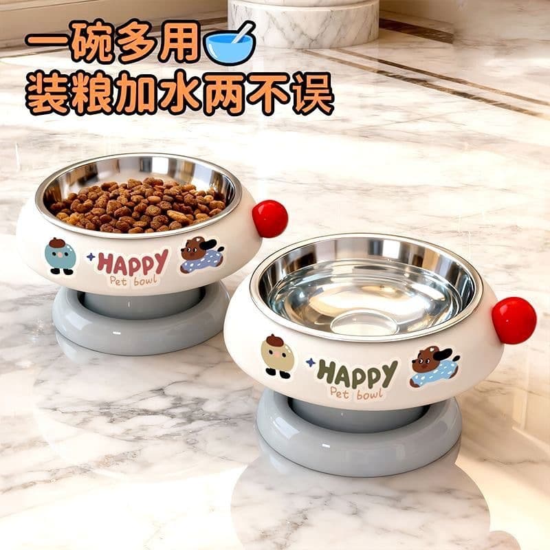 Cross-border Stainless Steel Cat Bowl Non-slip Dopamine Color High-leg Feeder Cat Bowl Dog Bowl Pet Bowl