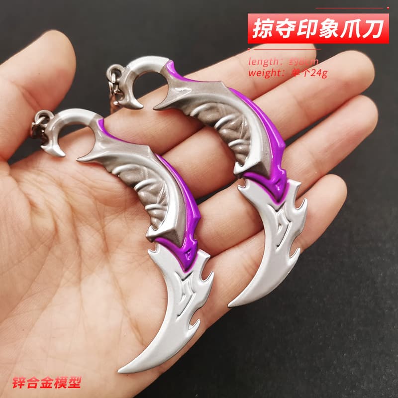 Valorant Game Peripheral Predator Impression Karambit Leather Sheath Knife Alloy Weapon Model Metal Decoration 8cm