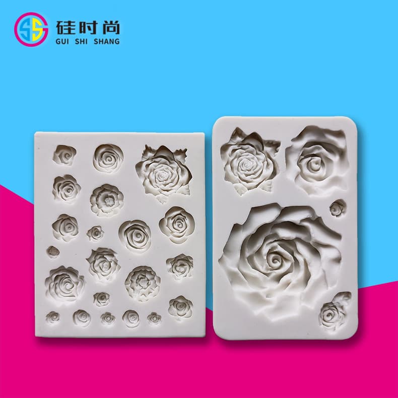 Cross-border popular large flower rose DIY candy cake dots fondant soap ornaments silicone mold