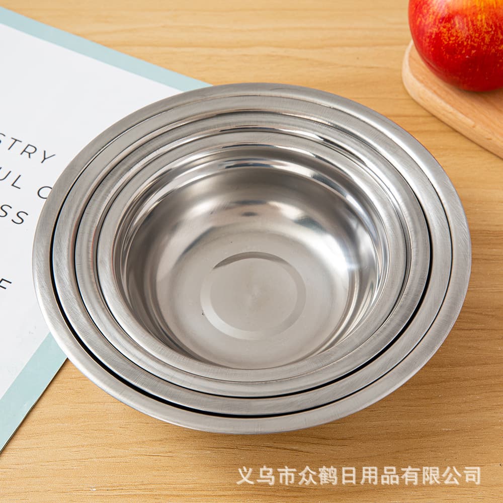 Stainless Steel Basin Household Round Soup Basin Oil Basin Deepened Vegetable Washing Basin Egg Beating Basin Dough Mixing Basin Iron Basin Stainless Steel Bowl