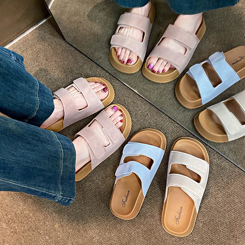 Velcro Birkenstock Thick Sole Sandals for Women 2025 Spring Summer New Beach Outdoor Soft Sole Retro Sandals