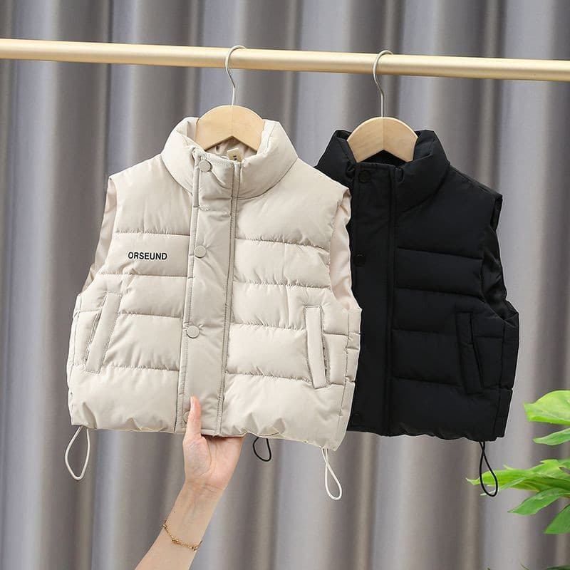 Children's Vest Outerwear Stylish Thickened Autumn Winter New Vest Boys Casual Loose Trendy Baby Vest Black