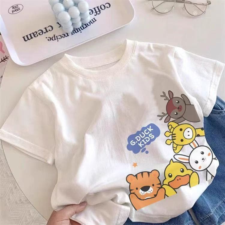 100% Cotton Boys' Short Sleeve Baby Toddler Kids T-Shirt New Summer Top White Casual Undershirt