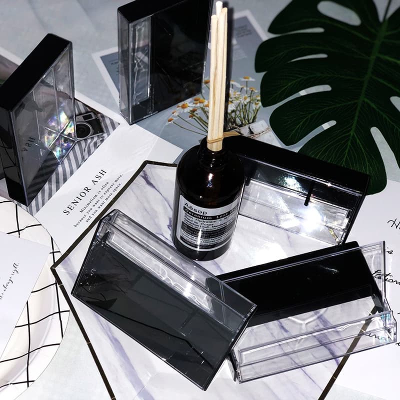 Black Tape Box, PS Brand New Raw Material Plastic Packing Box Tape, Crystal Storage Box Customized Factory Supply