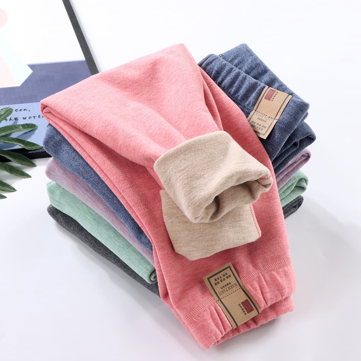 2024 New Autumn Children's School Uniform Essential, Colorful Silk Wool Warm Pants, Double-Sided Brushed Kids' Thermal Trousers