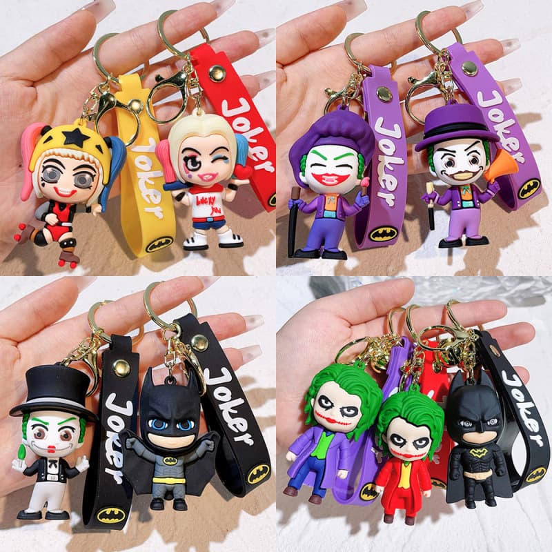 Joker Keychain Superhero Batman Harley Quinn Doll Car Keychain Pendant Crane Machine Small Gift