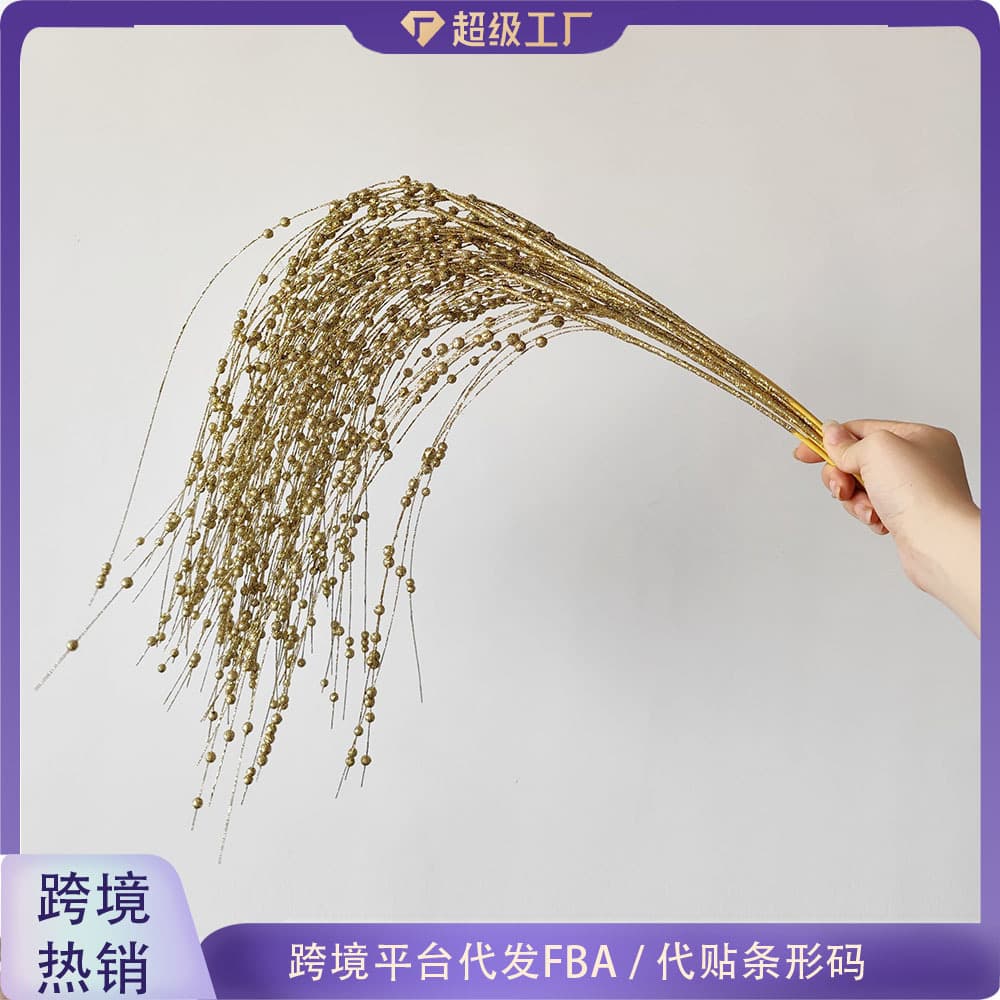 Cross-border Gold Dust Willow Christmas Decorations Home Decor Tree Props Glitter Berry Foam Arrangements