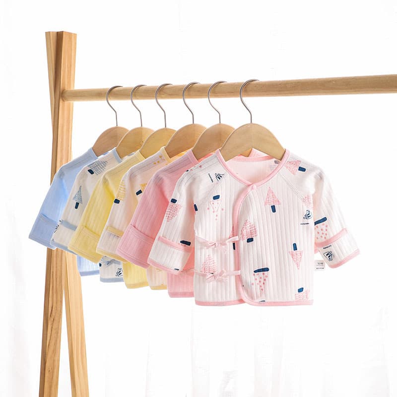 New Four-season Seamless Baby Half-back Shirt Double-layer Belly Protection Tie-waist Newborn Single Top with Hand Guards