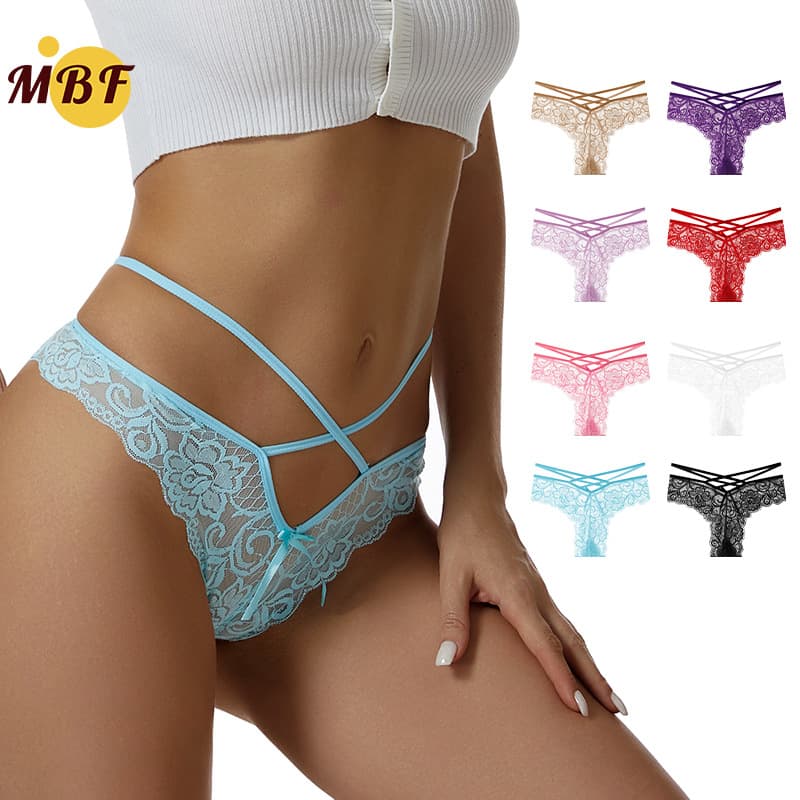 Sexy Lace Low-Rise Transparent Jacquard Panties for Women, Sensual Thong T-Back G-String