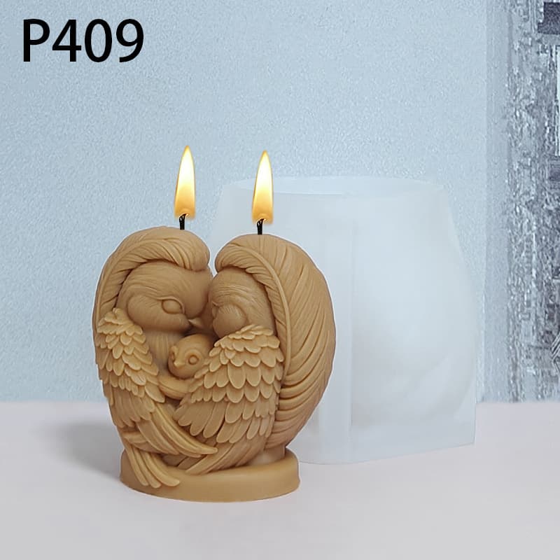 Love Parent-Child Bird Candle Silicone Mold 3D Warm Bird Aromatherapy Candle Mold P409