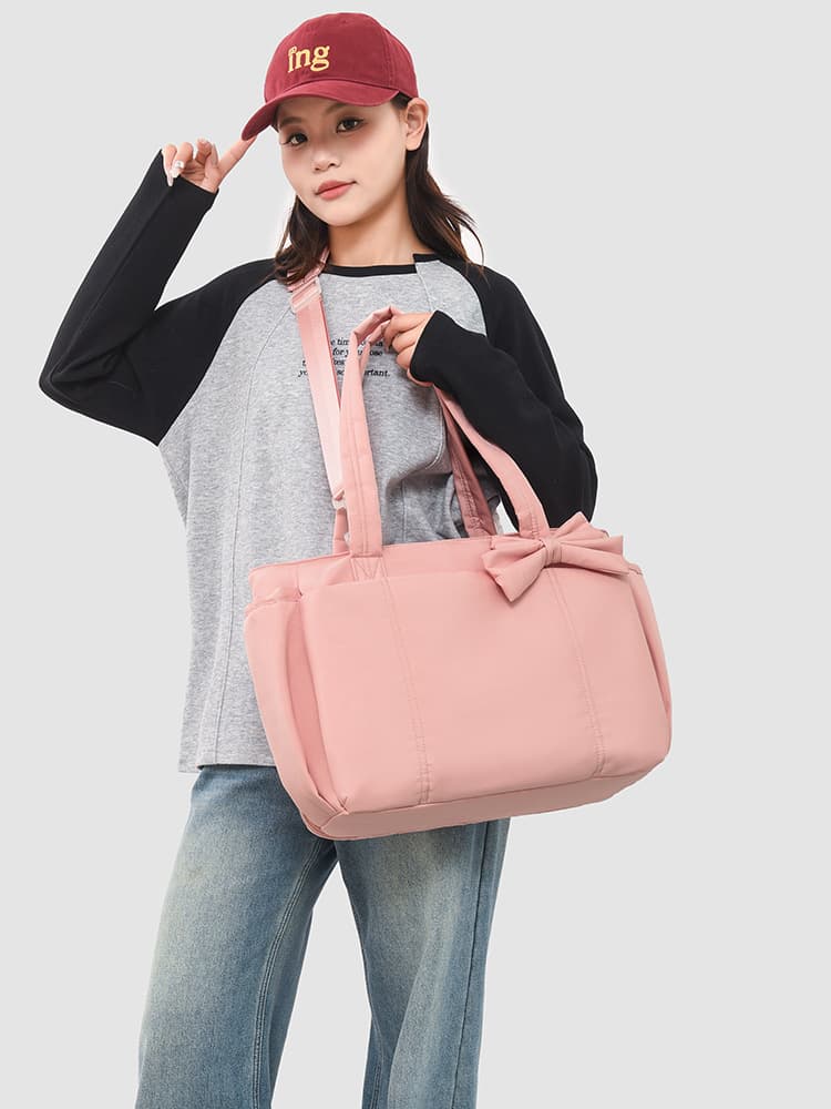 Cross-border Fashion Women's Shoulder Bag Bow High Aesthetic Large Capacity Storage Bag Casual Travel Lightweight Tote Bag